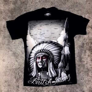 DGA First Americans T Shirt Mens Medium Black Native American Warrior Tribal